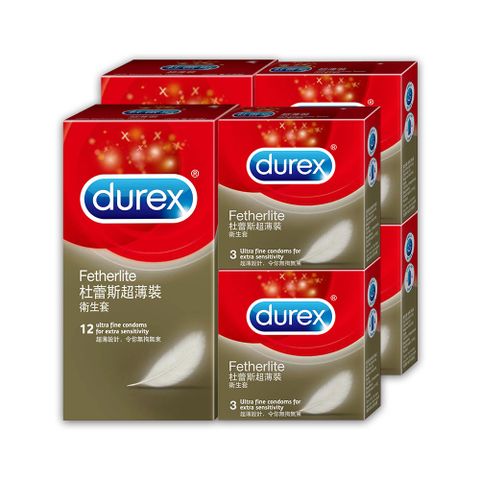 【Durex杜蕾斯】超薄裝衛生套12入*2盒 + 超薄裝衛生套3入*4盒