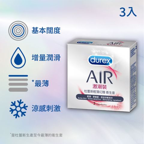 Durex 杜蕾斯 AIR輕薄幻隱激潮裝衛生套3入