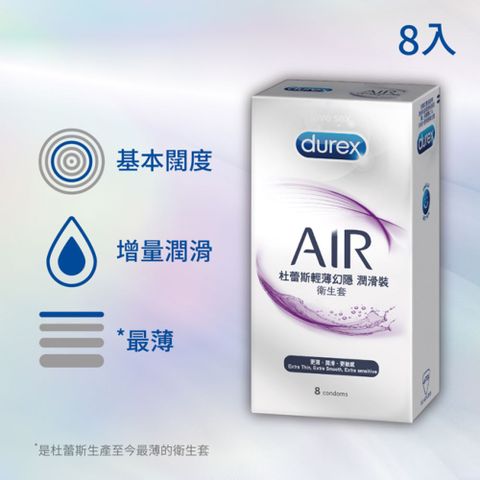 Durex 杜蕾斯 AIR輕薄幻隱潤滑裝衛生套8入