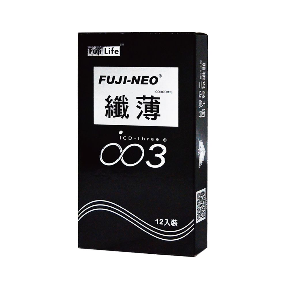 FUJICONDOM FUJI NEO 纖薄不二新創保險套003亮黑12入