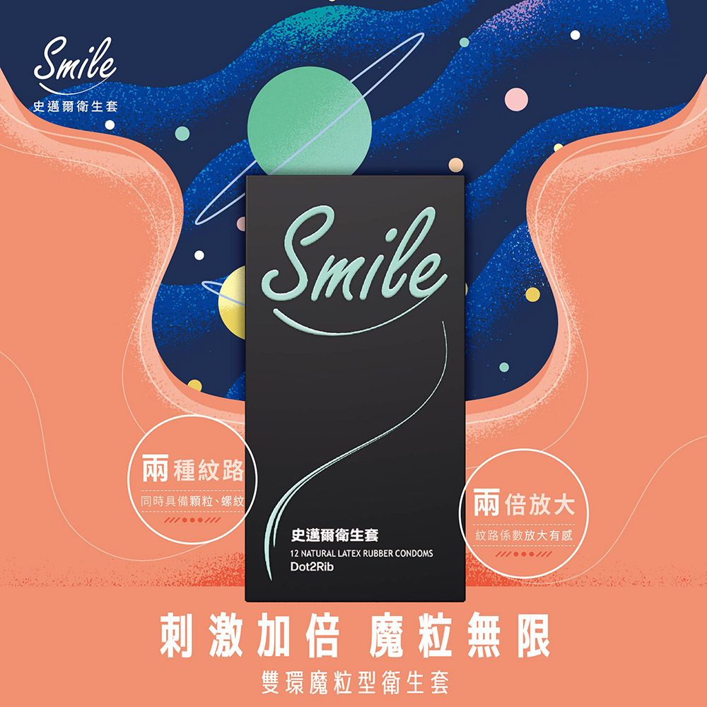 SMILE 史邁爾 買1送1 雙環魔粒衛生套保險套 12入x2盒