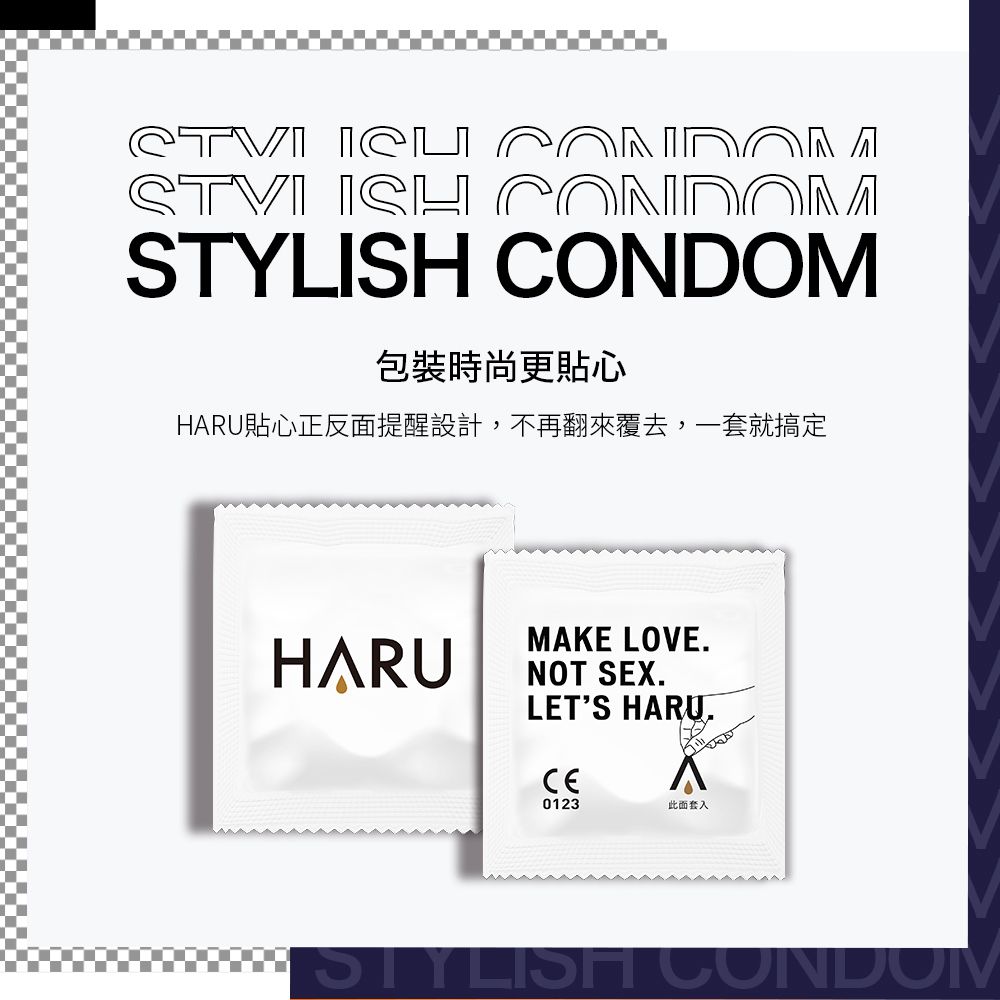 STVI ISH CONDOMSTYLISH CONDOM包裝時尚更貼心貼心正反面提醒設計,不再翻來覆去,一套就搞定HARUMAKE LOVENOT SEX.LETS HARU.0123此面套入STYLISH CONDOM