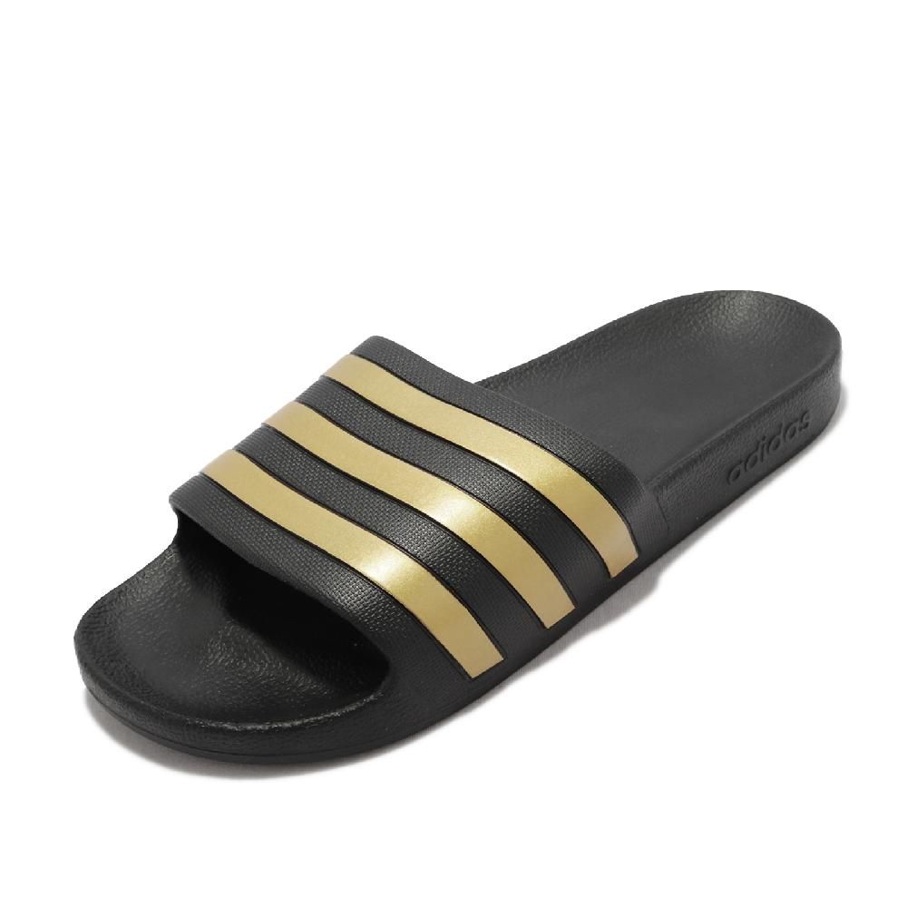 adidas 愛迪達   拖鞋 Adilette Aqua 男鞋 女鞋 黑 金 一片拖 運動拖鞋 三線 EG1758