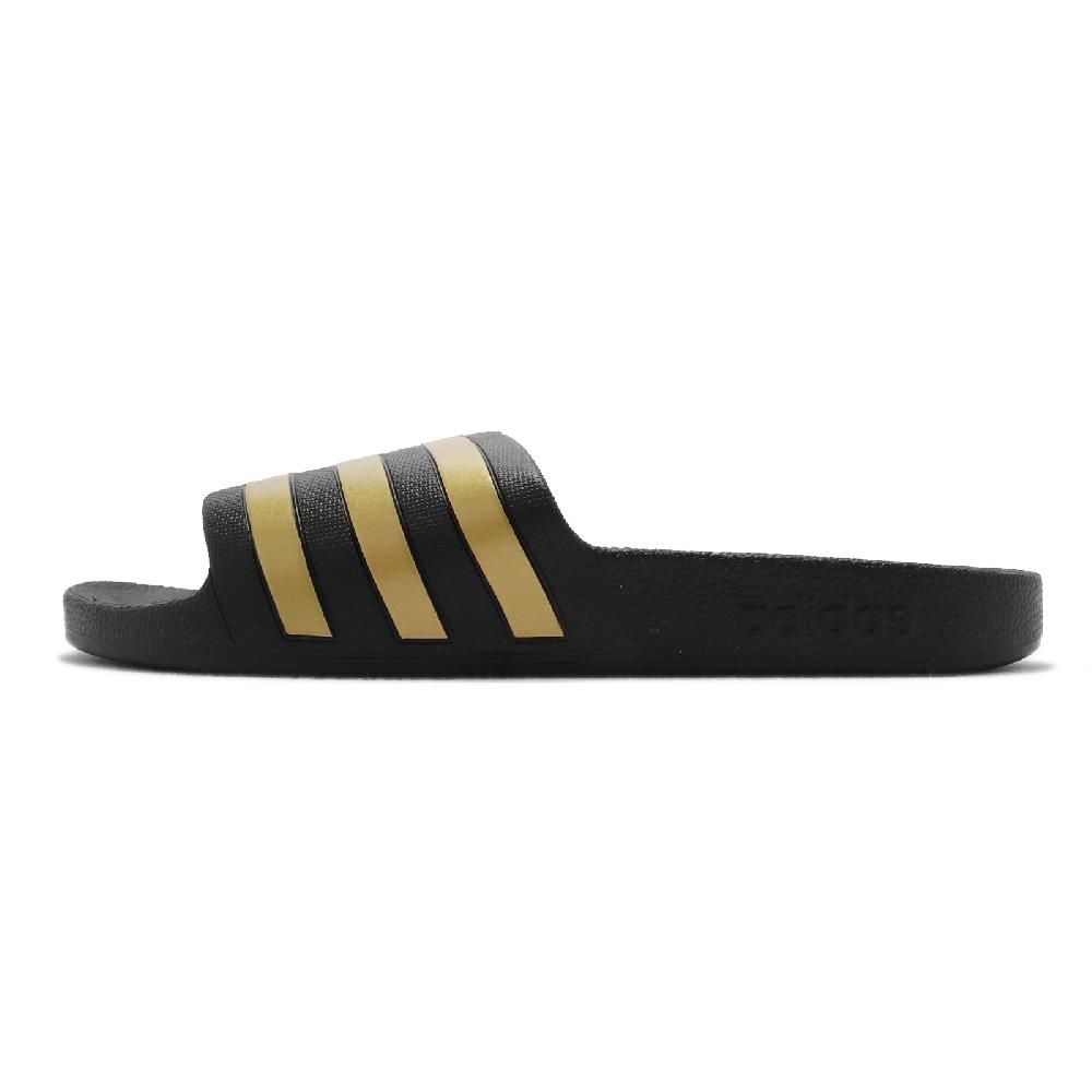 adidas 愛迪達   拖鞋 Adilette Aqua 男鞋 女鞋 黑 金 一片拖 運動拖鞋 三線 EG1758