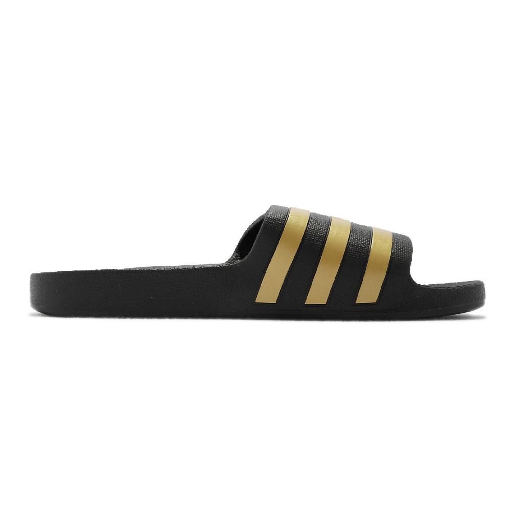 adidas 愛迪達   拖鞋 Adilette Aqua 男鞋 女鞋 黑 金 一片拖 運動拖鞋 三線 EG1758