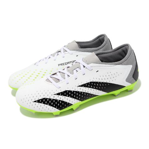 adidas 愛迪達 足球鞋 Predator Accuracy.3 FG 白 灰 綠 男鞋 短草地球場 室外 GZ0014