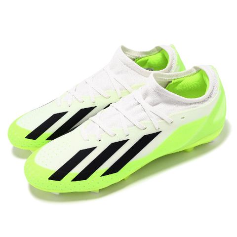 adidas 愛迪達 足球鞋 X Crazyfast.3 FG 男鞋 白 綠 針織 緩震 抓地 短草地 運動鞋 HQ4534