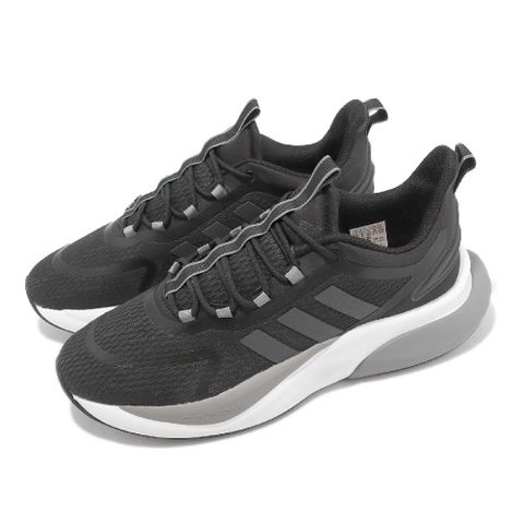 adidas 慢跑鞋 AlphaBounce+ 男鞋 黑 白 緩震 再生材質 運動鞋 HP6144