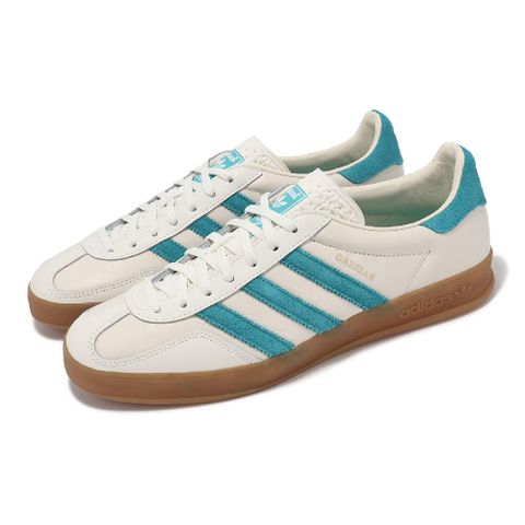 adidas 愛迪達 休閒鞋 Gazelle Indoor 男鞋 女鞋 米白 綠 膠底 皮革 情侶鞋 JI2583