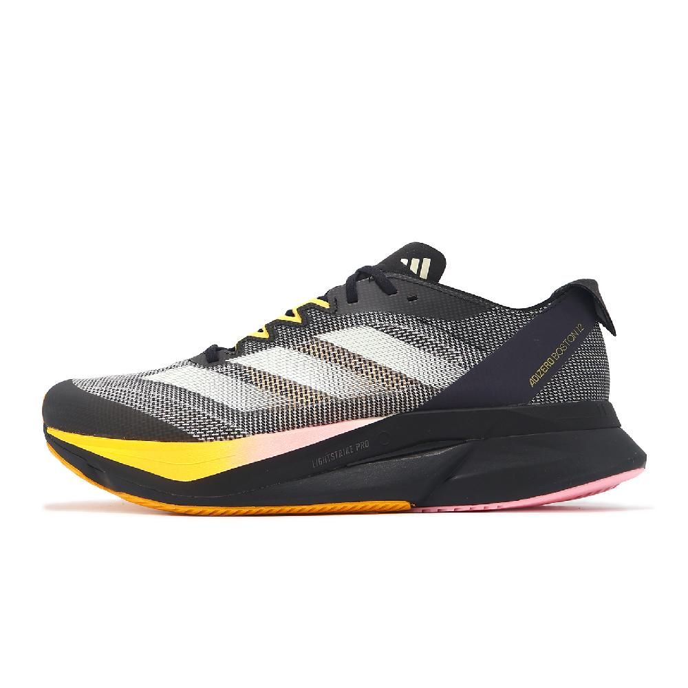 ADIDAS 愛迪達   慢跑鞋 Adizero Boston 12 M 男鞋 黑 橘黃 輕量 緩衝 輪胎大底 運動鞋 IF9212