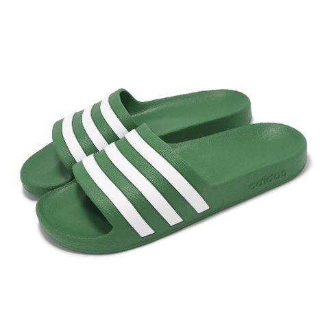 ADIDAS 愛迪達 拖鞋 Adilette Aqua 男鞋 女鞋 綠 白 一體式 一片拖 三條紋 涼拖鞋 IH2690