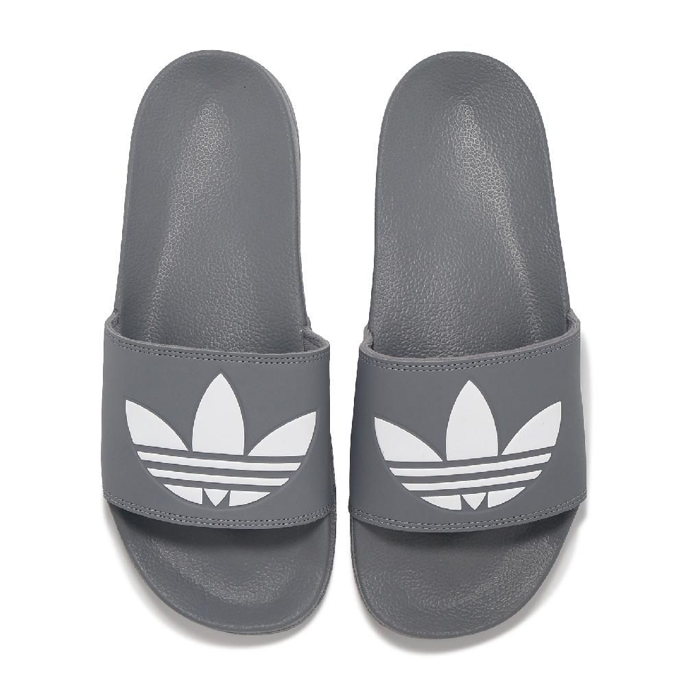adidas 愛迪達   拖鞋 Adilette Lite 男鞋 女鞋 灰 白 一體式 緩衝 一片拖 涼拖鞋 FU7592