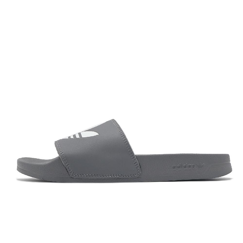 adidas 愛迪達   拖鞋 Adilette Lite 男鞋 女鞋 灰 白 一體式 緩衝 一片拖 涼拖鞋 FU7592