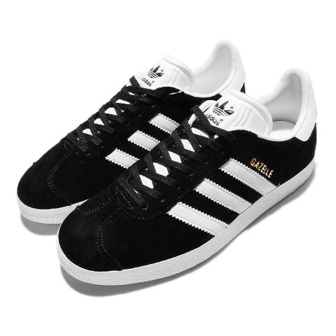 adidas 愛迪達 休閒鞋 Gazelle 男鞋 黑 白 金標 麂皮 復古 百搭 三葉草  BB5476