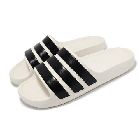 ADIDAS 愛迪達 拖鞋 Adilette Flow 男鞋 女鞋 米白 黑 三條紋 一體式 一片拖 IG6858