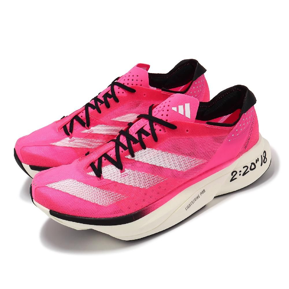 ADIDAS 愛迪達   競速跑鞋 Adizero Adios Pro 3 M 男鞋 女鞋 粉 白 回彈 輪胎大底 IH3808