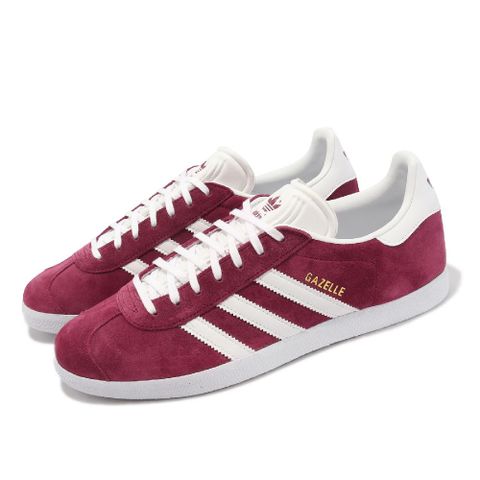 ADIDAS 愛迪達 adidas 愛迪達 休閒鞋 Gazelle 男鞋 酒紅 白 經典 復古 三線 金標 麂皮  B41645