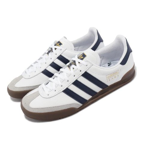 ADIDAS 愛迪達 adidas 愛迪達 休閒鞋 Jeans 男鞋 白 藍 復古 皮革 情侶鞋 三葉草 FW6207