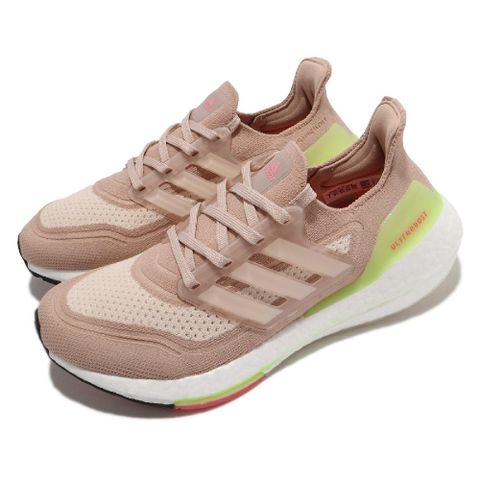 adidas 愛迪達 慢跑鞋 Ultraboost 21 W 女鞋 奶茶 綠 白 路跑 緩震 運動鞋 FY0399