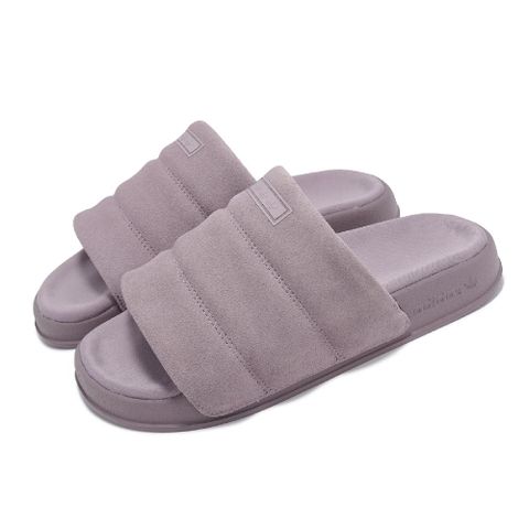 adidas 愛迪達 拖鞋 Adilette Essential W 女鞋 紫 絨面 柔軟 居家 休閒 涼鞋 愛迪達 IF3572