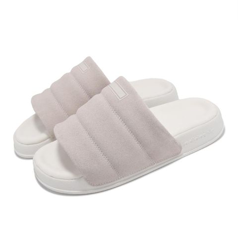 ADIDAS 愛迪達 拖鞋 Adilette Essential W 女鞋 米白 白 絨面 柔軟 居家 休閒  IF3575