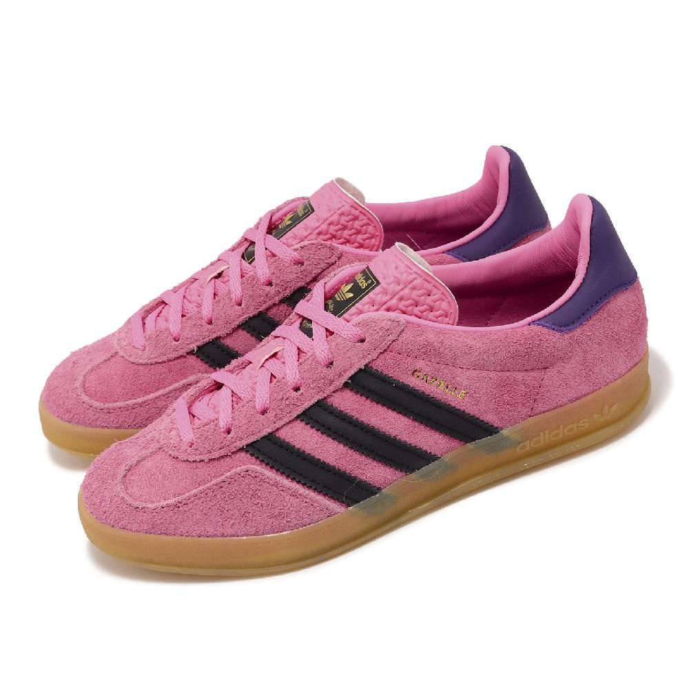 adidas 愛迪達休閒鞋Gazelle Indoor W 女鞋粉黑麂皮膠底低筒復古IE7002