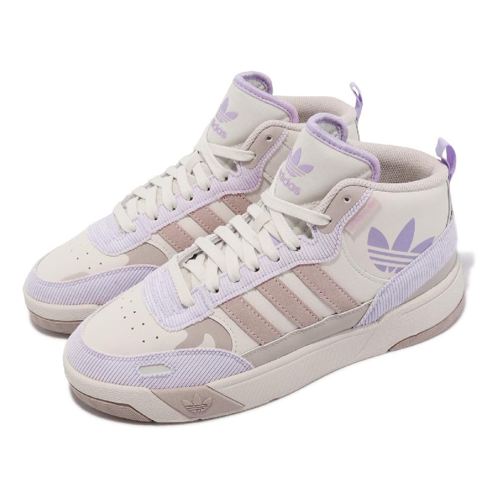 ADIDAS 愛迪達   休閒鞋 Post Up W 女鞋 象牙白 薰衣草紫 皮革 燈心絨 中筒 IE1901