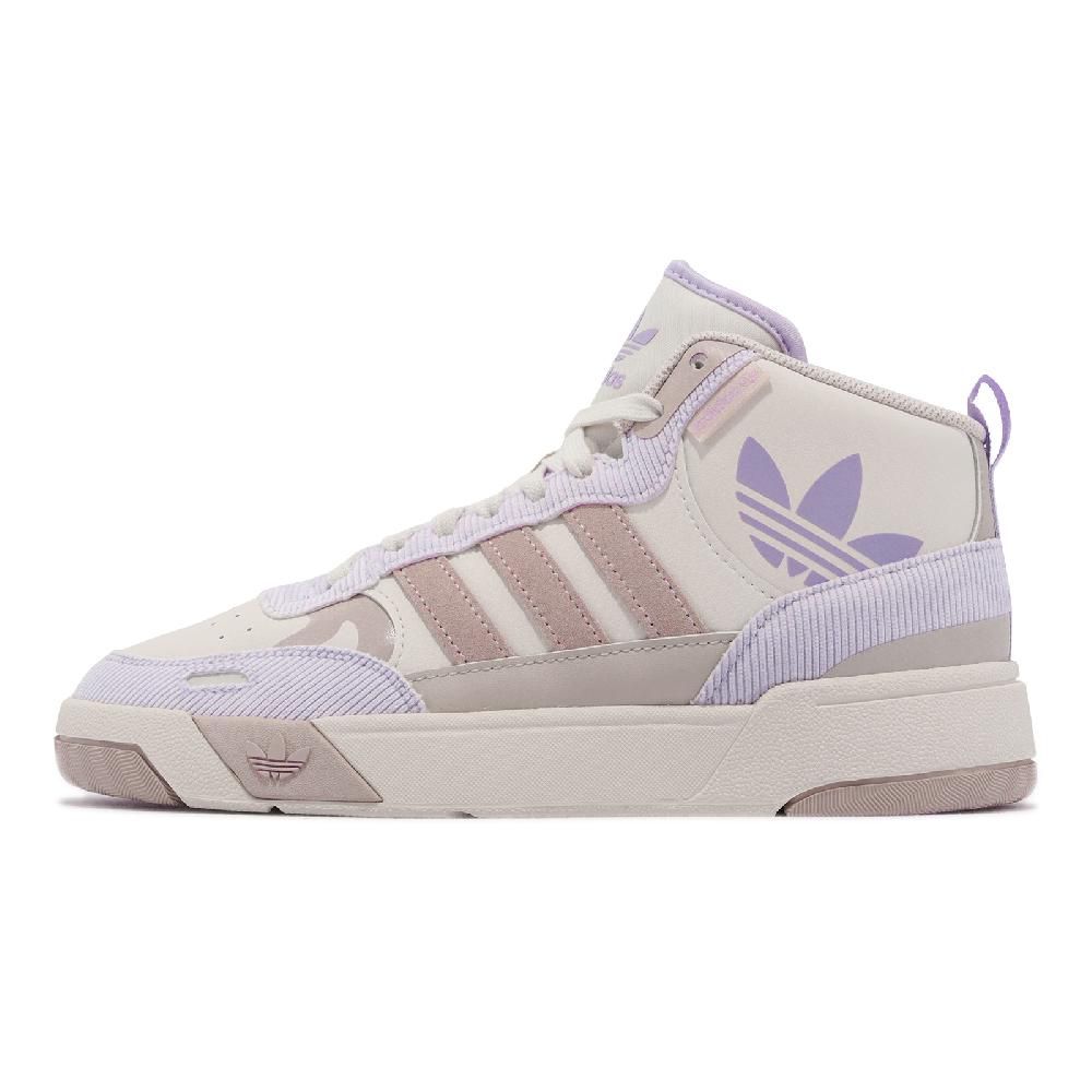 ADIDAS 愛迪達   休閒鞋 Post Up W 女鞋 象牙白 薰衣草紫 皮革 燈心絨 中筒 IE1901