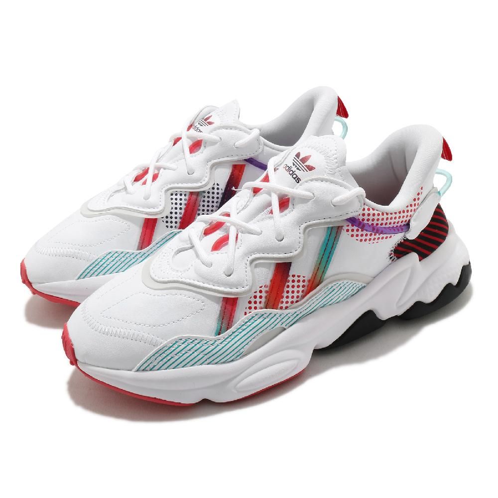 ADIDAS 愛迪達   休閒鞋 Ozweego W 女鞋 白 紅 三葉草 老爹鞋 復古 Q47190