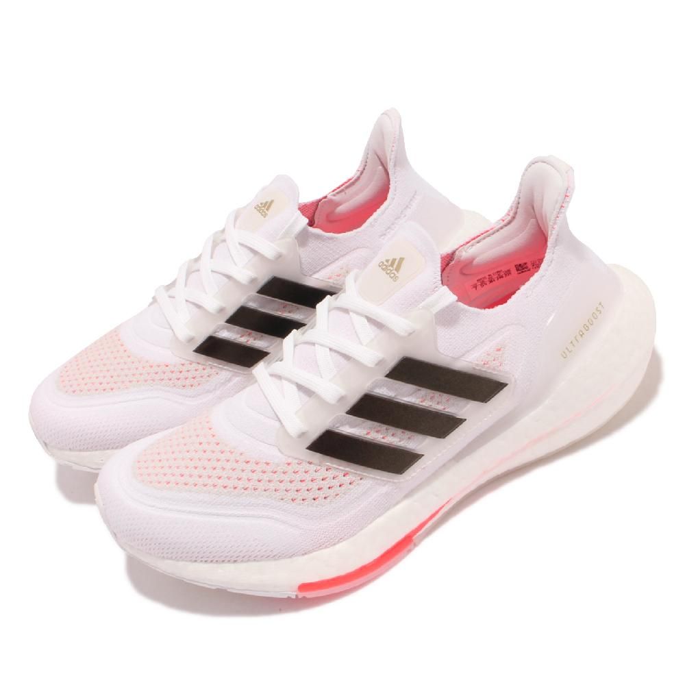 ADIDAS 愛迪達   慢跑鞋 Ultraboost 21 W 女鞋 白 黑 橘紅 路跑 馬牌輪胎底 運動鞋 S23840