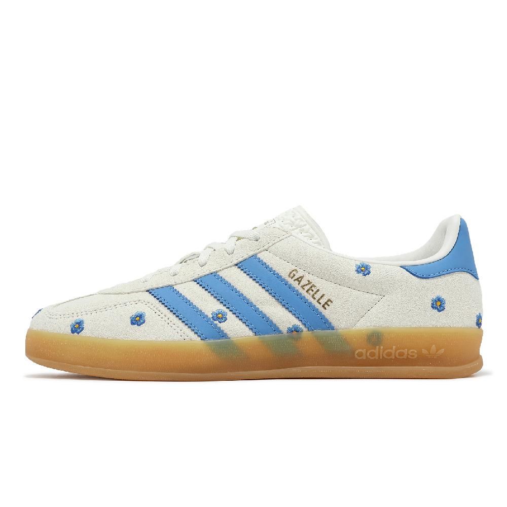 adidas 愛迪達   休閒鞋 Gazelle Indoor W 女鞋 米白 藍 小花 復古 德訓鞋 IF4491