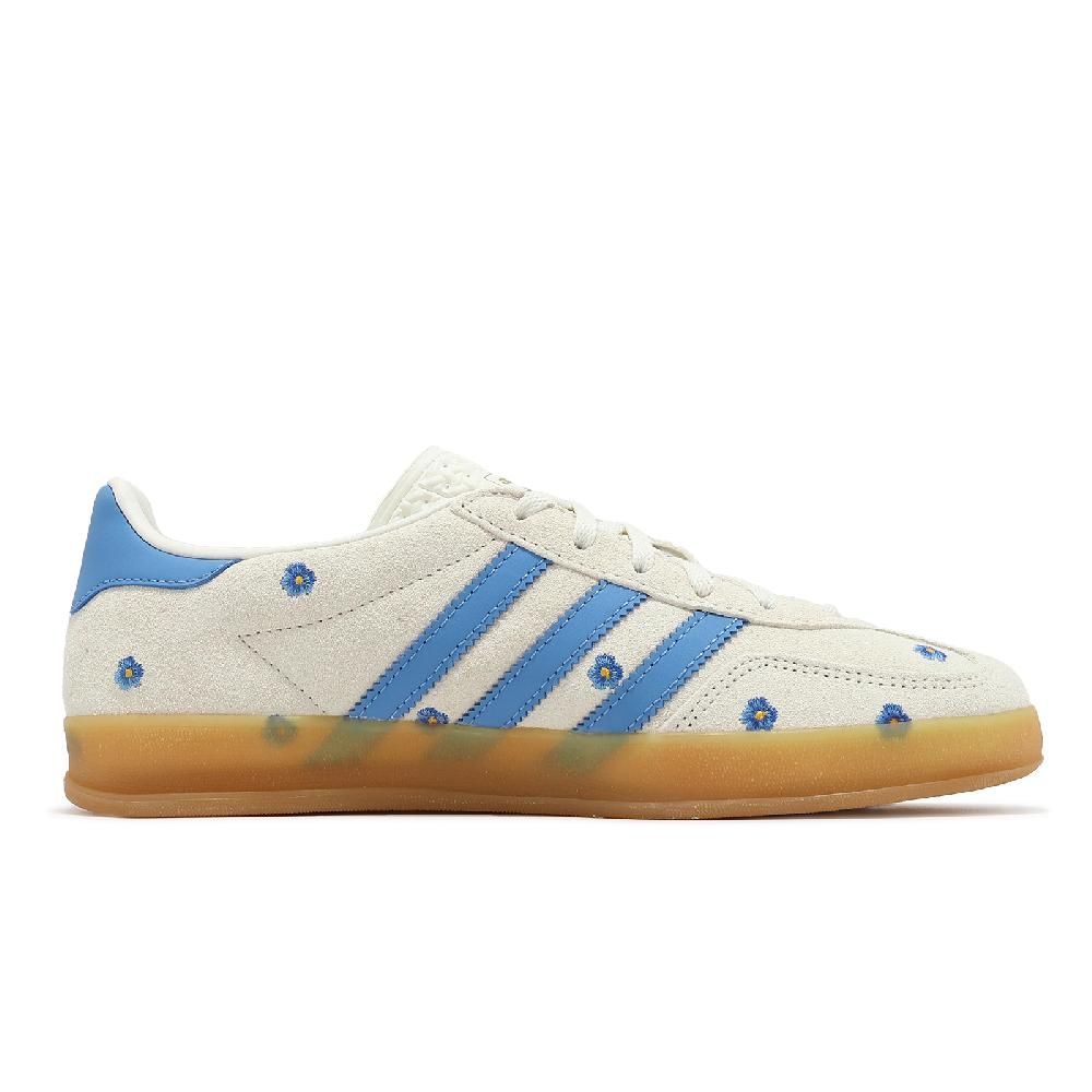 adidas 愛迪達   休閒鞋 Gazelle Indoor W 女鞋 米白 藍 小花 復古 德訓鞋 IF4491