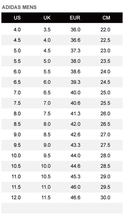 ADIDAS MENSUSUKEURCM4.03.536.022.04.54.036.622.55.04.537.323.05.55.038.023.56.05.538.624.06.56.039.324.57.06.540.025.07.57.040.625.58.07.541.326.08.58.042.026.59.08.542.627.09.59.043.327.510.09.544.028.010.510.044.628.511.010.545.329.011.511.046.029.512.011.546.630.0