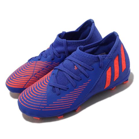 adidas 足球鞋 Predator Edge.3 FG J 童鞋 中童 小朋友 藍 橘紅 草地 愛迪達 GW2361