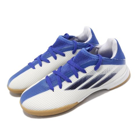 adidas 足球鞋 X Speedflow.3 In J 童鞋 中童 小朋友 白 藍 黑 室內 愛迪達 GW7492