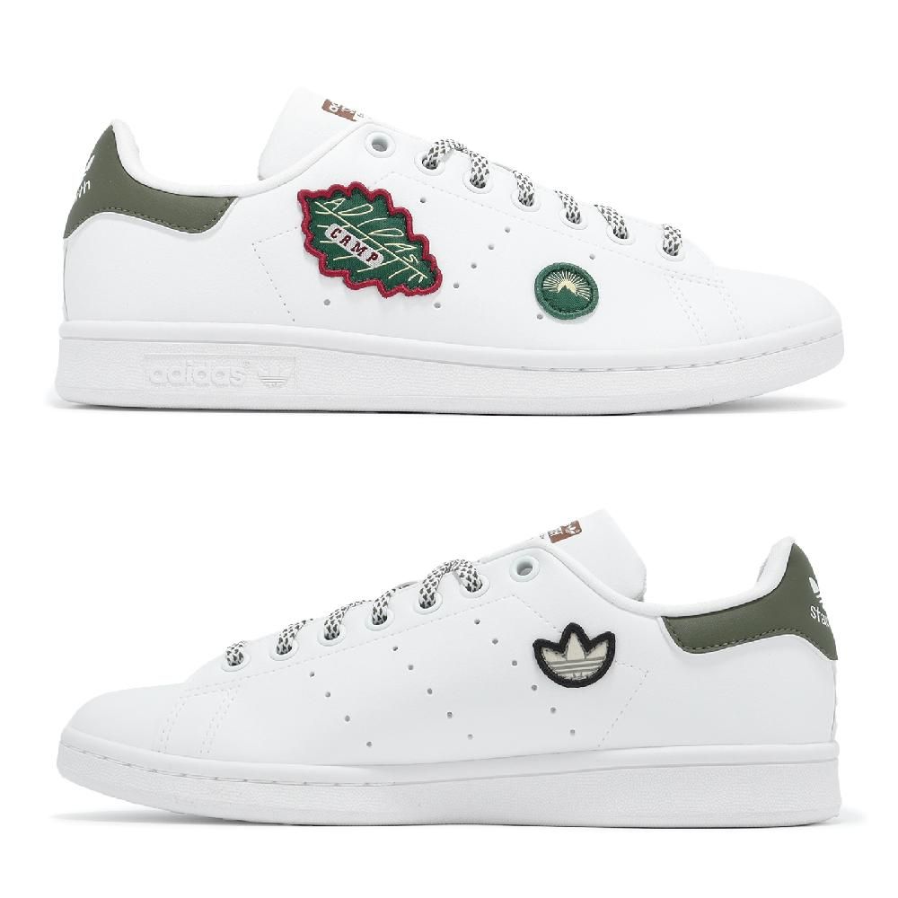 ADIDAS 愛迪達   休閒鞋 Stan Smith J 大童 女鞋 白 綠 刺繡 布標 三葉草 史密斯 ID7220