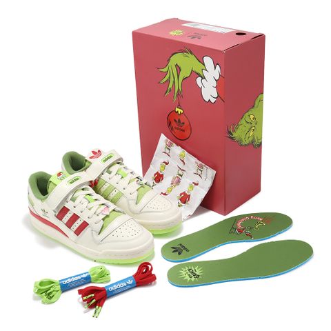 ADIDAS 愛迪達 X The Grinch Forum Low 大童 女鞋 白 紅 聖誕節 鬼靈精 魔鬼氈  ID9175