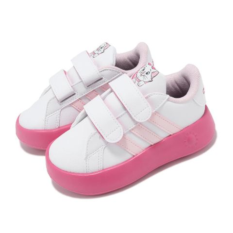 adidas 愛迪達 X Disney Marie 休閒鞋 Grand Court 2.0 小童鞋 白 粉 聯名 瑪麗貓 ID8015