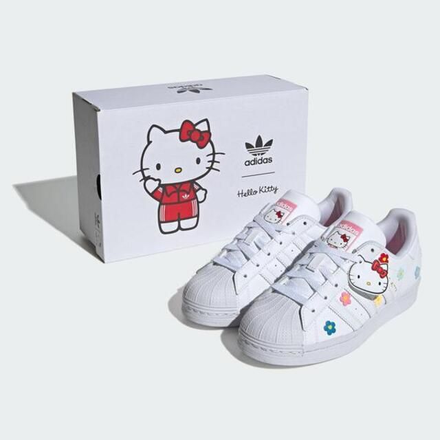 adidas Originals Adidas Superstar J ID7279 大童 休閒鞋 經典 HELLO KITTY 聯名 花卉 白 粉