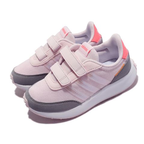 ADIDAS 愛迪達 童鞋 Run 70s CF K 中童 粉紅 灰 小朋友 4-7歲 麂皮 運動鞋 魔鬼氈  GW0330