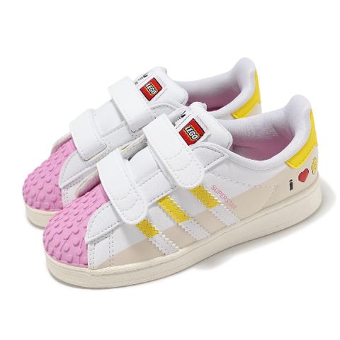 ADIDAS 愛迪達 x LEGO 休閒鞋 Superstar CF I 小童 粉黃 聯名 樂高 魔鬼氈 小朋友 IF2912