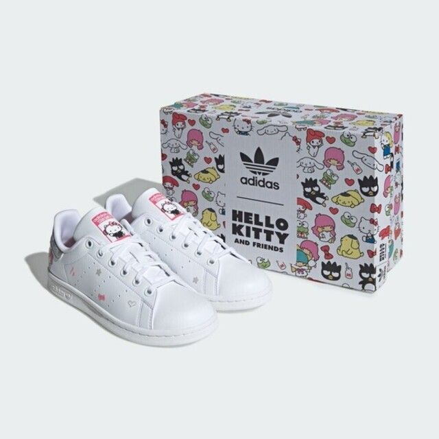 adidas Originals Adidas Stan Smith J [IG8407] 大童 休閒鞋 經典 HELLO KITTY 聯名款 穿搭 白粉