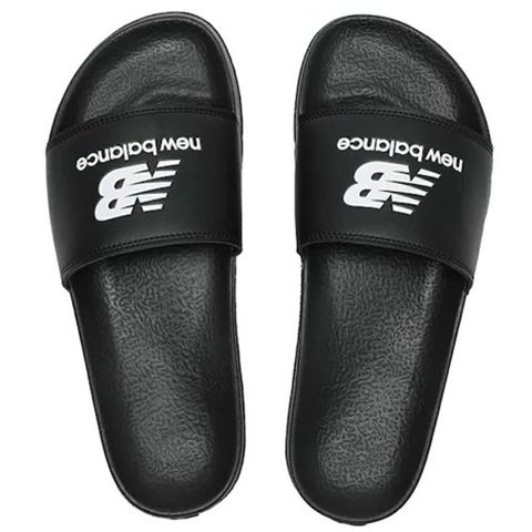 NEW BALANCE 拖鞋 黑白LOGO 皮面 運動拖鞋 男女 SUF50BK1