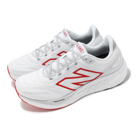 NEW BALANCE New Balance 紐巴倫 慢跑鞋 Fresh Foam 680 V8 2E 男鞋 寬楦 白 紅 緩衝 運動鞋 NB M680LC8-2E