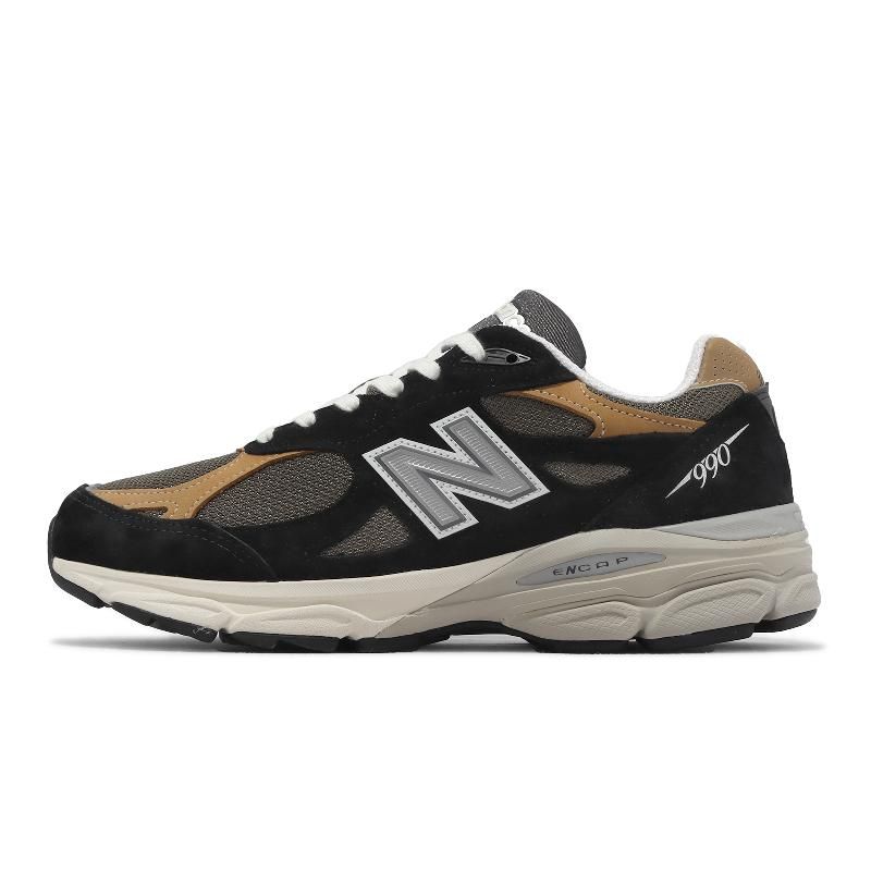 New Balance 紐巴倫休閒鞋990 V3 黑褐黃奶茶男鞋美製經典復古麂皮NB