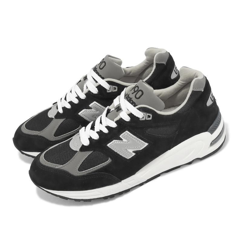 New Balance 紐巴倫休閒鞋990 V2 男鞋黑銀麂皮美製反光復古運動鞋NB