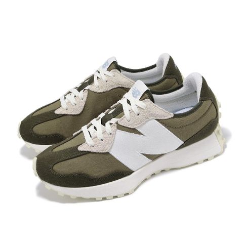 NEW BALANCE 紐巴倫 休閒鞋 327 男鞋 女鞋 綠 白 麂皮 帆布 復古 NB 情侶鞋 MS327DCD