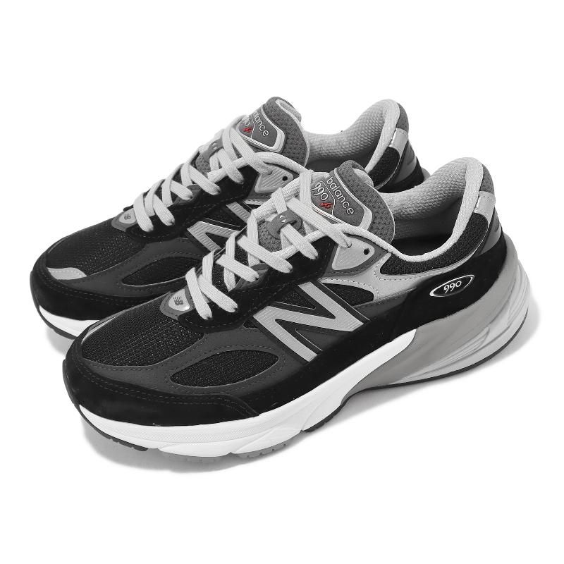 New Balance 紐巴倫休閒鞋990 V6 D 寬楦女鞋黑銀美製麂皮反光復古運動