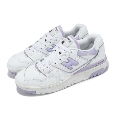 NEW BALANCE New Balance 紐巴倫 休閒鞋 550 女鞋 白 紫 皮革 拼接 低筒 復古 NB BBW550BV-B