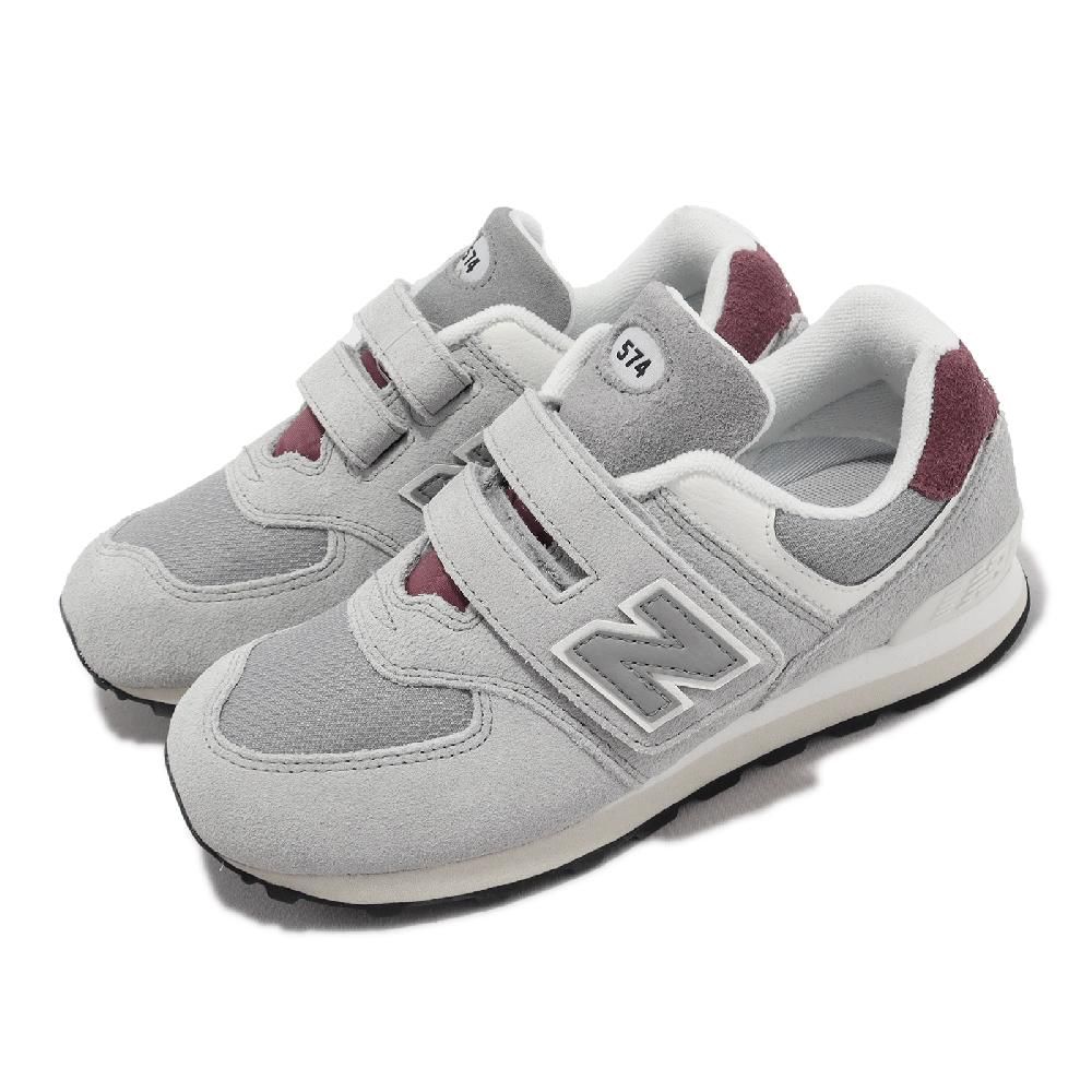 NEW BALANCE  紐巴倫 童鞋 574 寬楦 中童 灰 紅 魔鬼氈 運動鞋 麂皮 小朋友 NB PV574KBRW